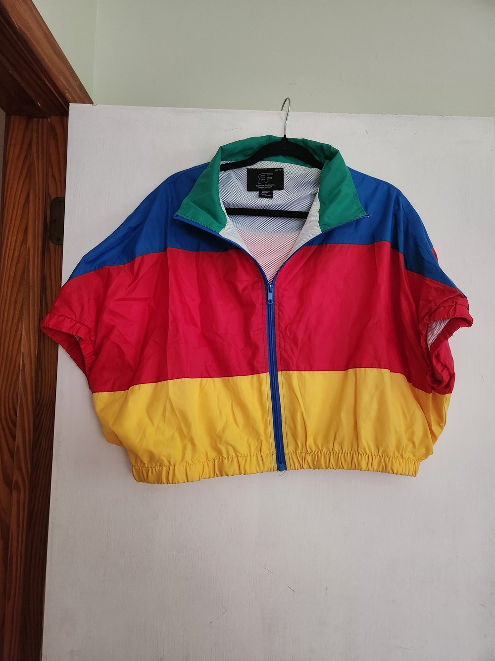 Retro Colorblock Crop Windbreaker Jacket - Multi